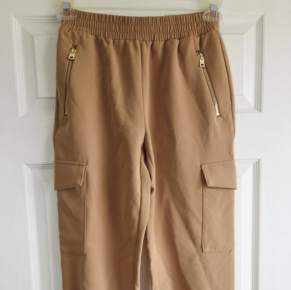 Marc New York ✨️ Tan Jogger Women's Pants with Gold Zippers Size XS